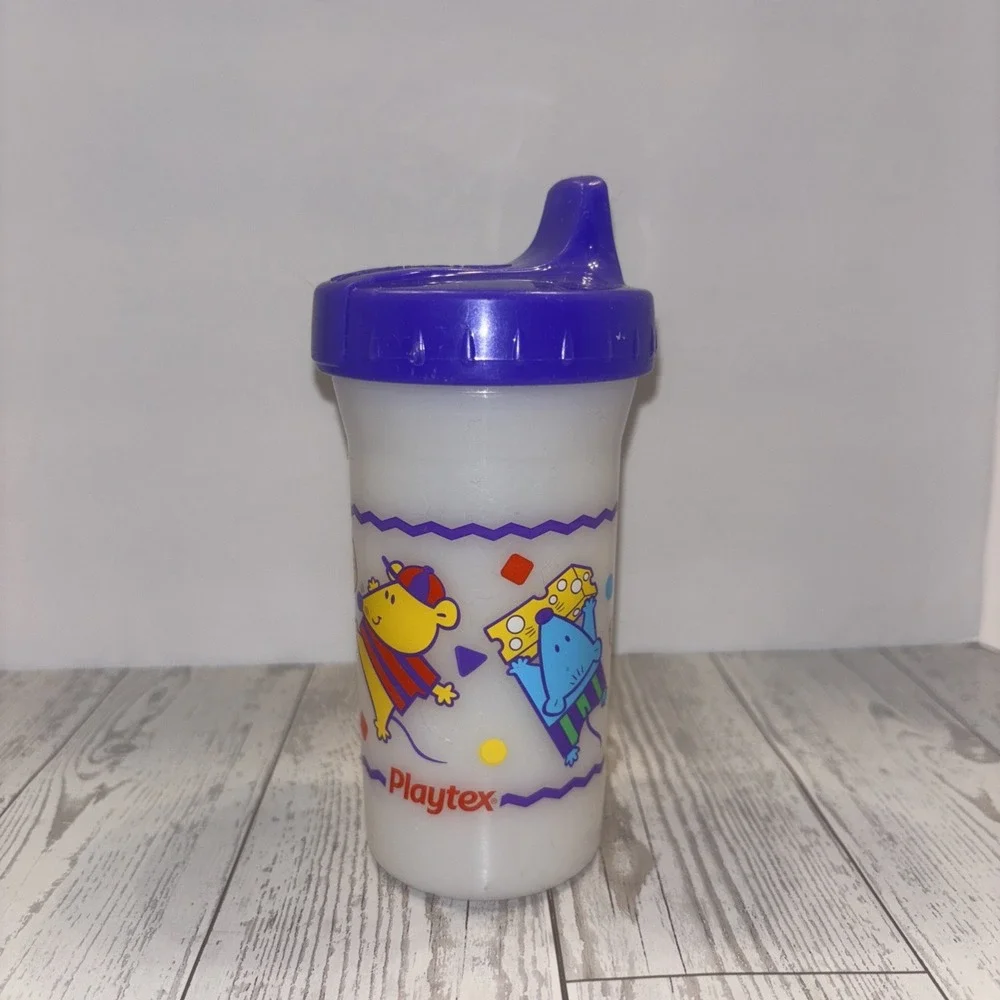 HTF Vintage Playtex Plastic Sippy Cup Mice Mouse 1997 with Valve